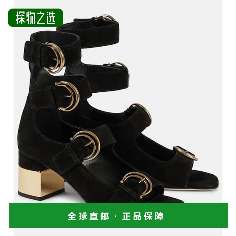 1h可退 香港直邮Chloe 蔻依 女士 Alizè 绒面革浅口鞋 black黑色