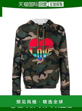 【99新未使用】香港直邮Valentino Love迷彩全棉连帽衫 QV3MF11L3