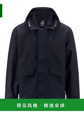 香港直邮K-Way 连帽休闲夹克 K7131CW抽绳防风拉链亚麻外套