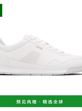 1h可退 香港直邮BOSS 波士 男士 白色 Leather Logo 运动鞋 50548