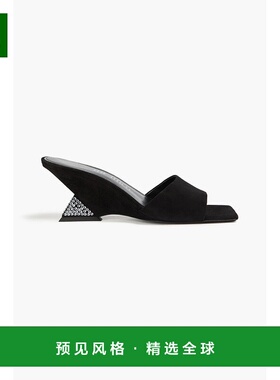 1h可退 香港直邮The Attico 女士 Cheope 水晶装饰绒面革凉拖 241