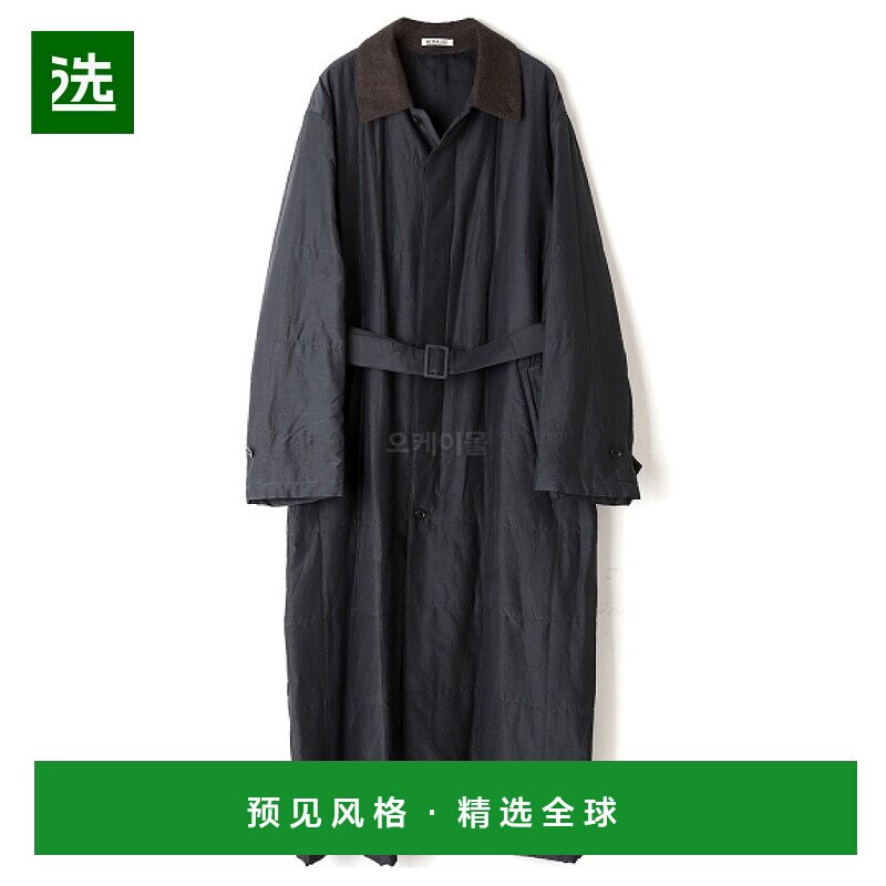 韩国直邮AURALEE 绗缝浅色丝棉大衣 墨黑色 (A23AC02SP) 外套