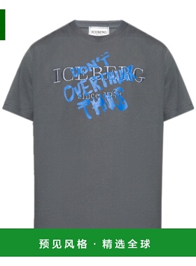 香港直邮ICEBERG 男士T恤 I1P0F04386026327 AW2025 灰色 徽标刺T