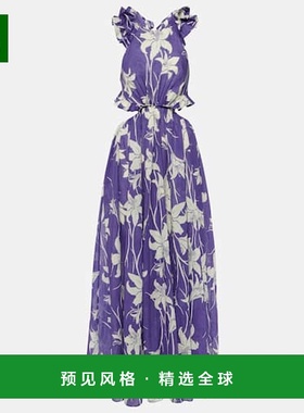 香港直邮ZIMMERMANN 女士 Acadian 花朵棉质长款连衣裙长裙