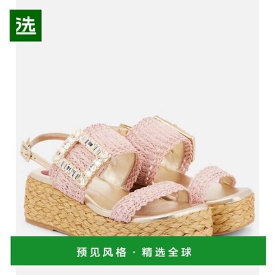 1h可退 香港直邮ROGER VIVIER 罗杰·维维亚 女士 Espa 60 拉菲草