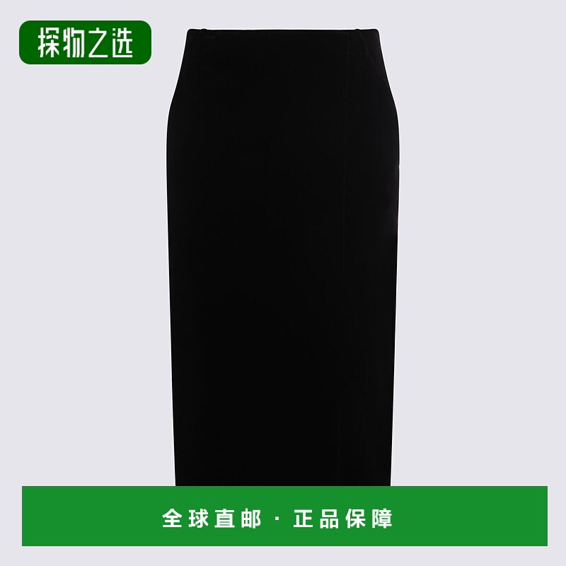 1h可退 香港直邮Saint Laurent 圣罗兰 女士 黑色天鹅绒半身裙 82