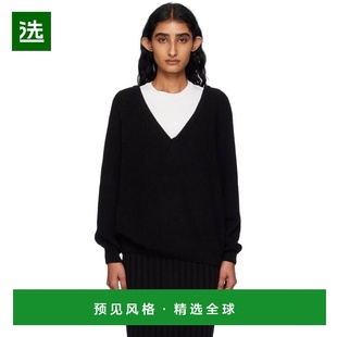 1h可退 香港直邮Baserange 女士 黑色 Danube V-Neck 针织衫 PUDV