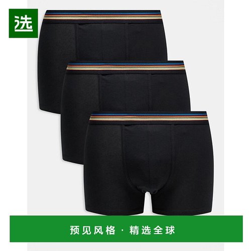 1h可退 香港直邮Paul Smith 男士 徽标内裤(三件套)(黑色)