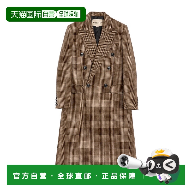香港直邮Valentino 双排扣羊毛大衣 VCAK70B81