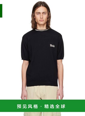 1h可退 香港直邮Rhude 男士 黑色刺绣毛衣 RHSS24TT11837130