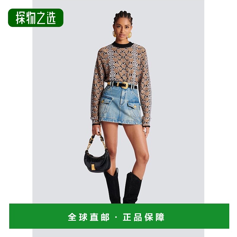 香港直邮Balmain 牛仔A字半身裙 CF1LA352DE04