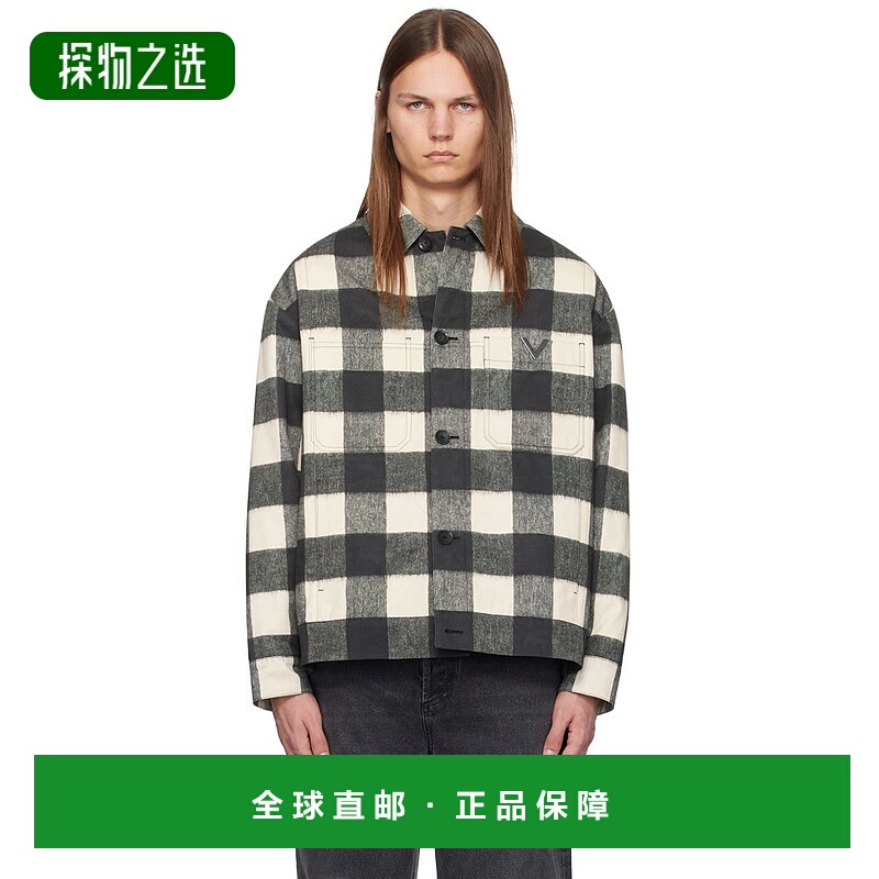 1h可退 香港直邮Valentino 华伦天奴 男士 白色格纹夹克 5V3CJJ80