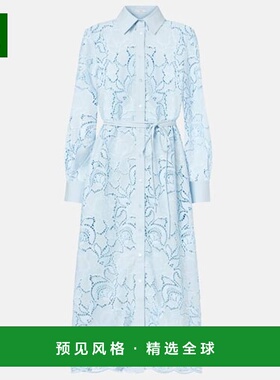 1h可退 香港直邮Erdem 女士 激光切割棉质衬衫式连衣裙 blue蓝色