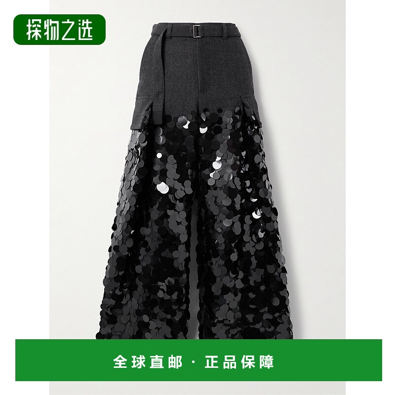 香港直邮Sacai 女士 珠片羊毛阔腿工装裤 2508223