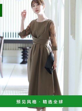 【日本直邮】PourVous Back 褶裥&蕾丝长裙 / 婚纱 来电 / 继任 /