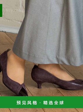 【日本直邮】Riz raffinee [3E] 不同材料组合 V 型切割跟鞋（酒