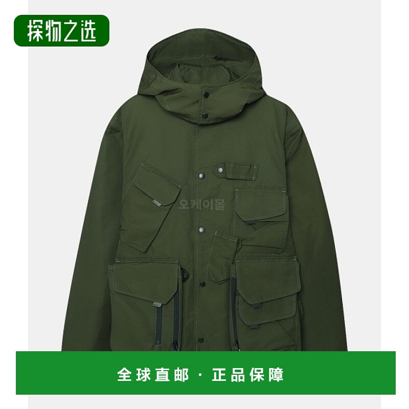 韩国直邮South2 West8连帽夹克外套绿色简约多口袋时尚休闲百搭