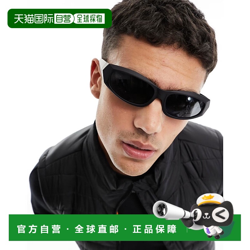 1h可退 香港直邮ASOS 男士 racer around 设计裹式哑光黑色框太阳