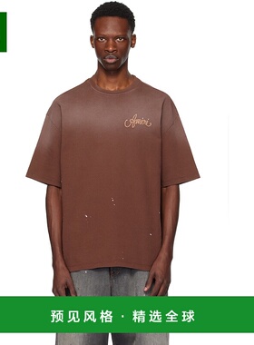 1h可退 香港直邮AMIRI 男士 棕色 Design Studio T 恤 AMJYTE1213