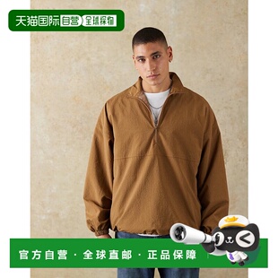 舒适时尚 香港直邮ASOS brown棕色 设计套头棕色风衣 男士