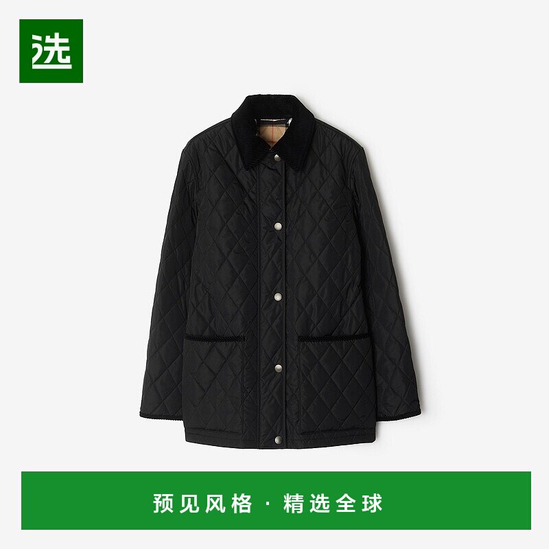 欧洲直邮Burberry (2025新品) 绗缝尼龙谷仓夹克博柏利灯芯绒