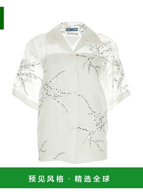 香港直邮Prada 普拉达 女士 花卉刺繡落肩透視襯衫 P433BRS18214K