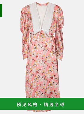 1h可退 香港直邮Miu Miu 缪缪 女士 sablé 花朵缎面中长连衣裙