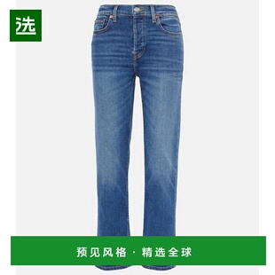 1h可退 香港直邮redone 女士 Stove Pipe 中腰直筒牛仔裤直筒裤