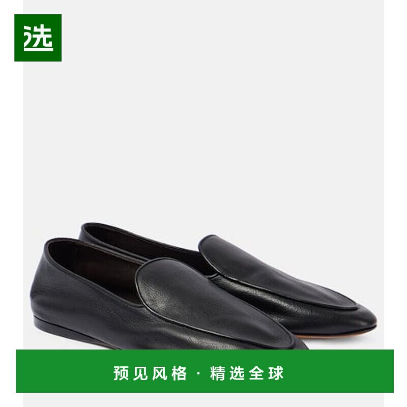 1h可退 香港直邮The Row 女士 Awar 皮质乐福鞋 black黑色 舒适时