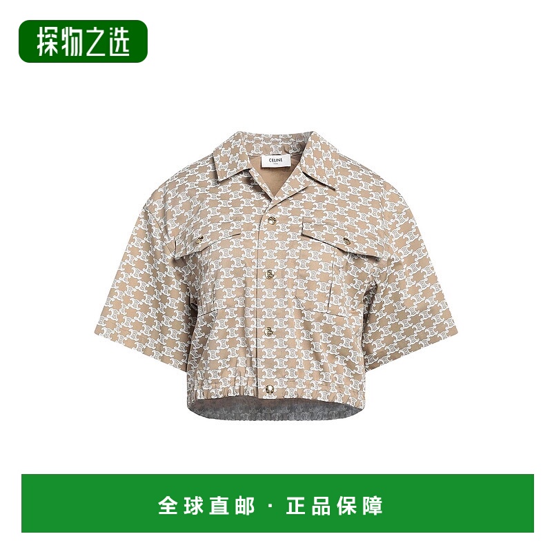 香港直邮Celine 思琳 女士 Blouses 花纹衬衫 beige米色 舒适时尚