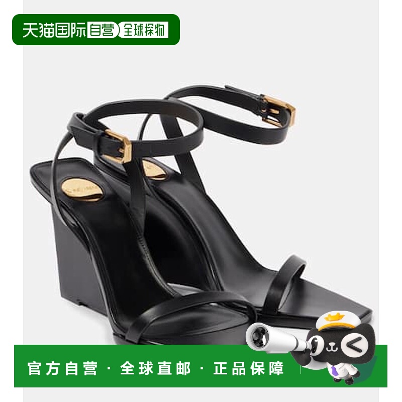 1h可退 香港直邮Saint Laurent 圣罗兰 女士 May 90 皮质坡跟凉鞋