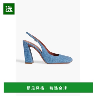 1h可退 香港直邮Amina Muaddi 女士 Charlotte 牛仔布质感绒面革