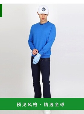 韩国直邮G/Fore高尔夫圆领长袖毛衣美利奴羊毛修身蓝色时尚潮流风
