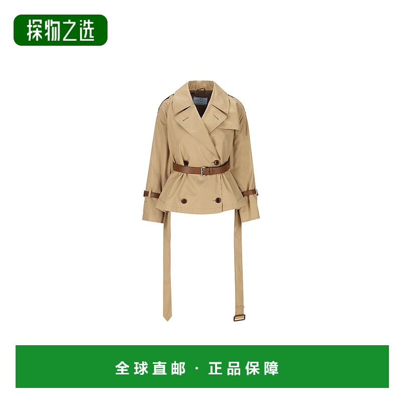 香港直邮Prada 普拉达 女士 雙排扣束附風衣 P655RK14ZF