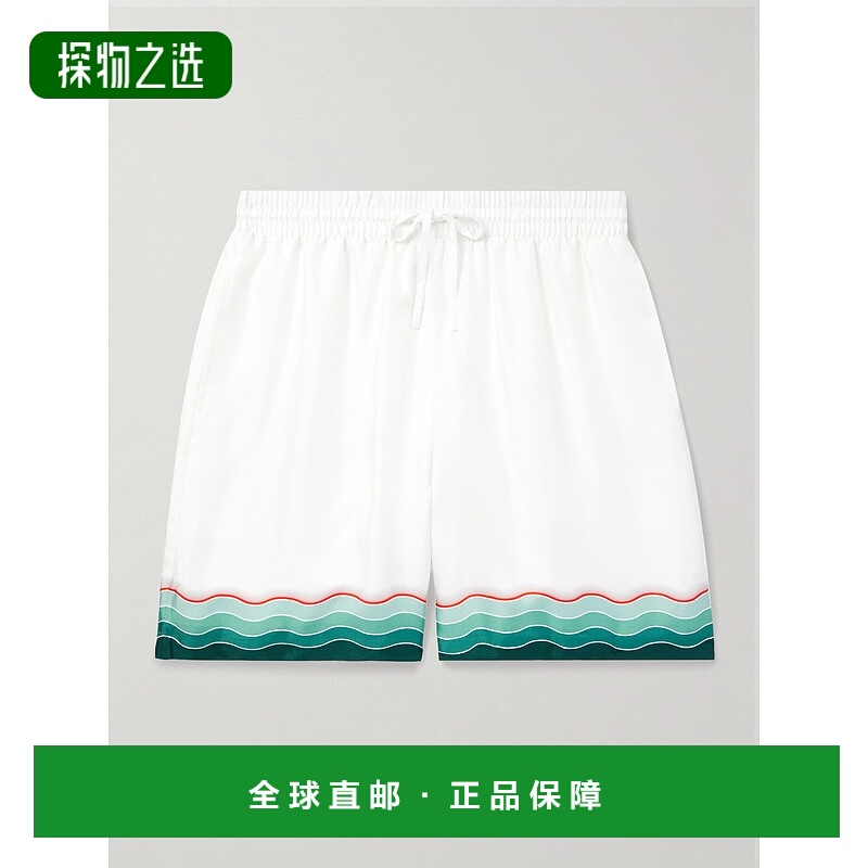 香港直邮Casablanca 男士 Montagne Ondulee 直筒印花斜纹丝绸短