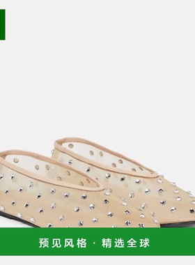 1h可退 香港直邮KHAITE 女士 Marcy 水晶装饰芭蕾舞鞋 beige米色