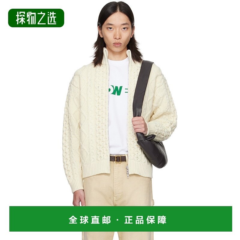 香港直邮vowels 男士 灰白色 Cable Knit Zip Up 毛衣 KW04902