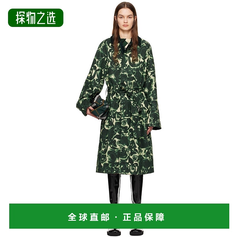 1h可退 香港直邮潮奢 Burberry 巴宝莉 女士 绿色 Rose 大衣 8081