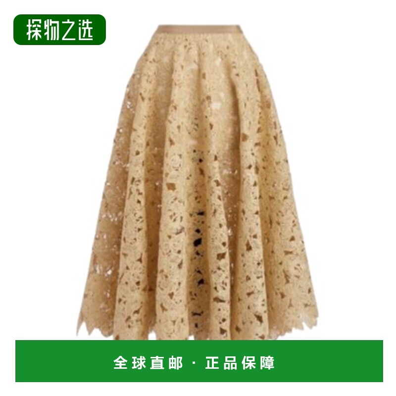 香港直邮Dior 蕾丝中长半身裙 541J88A8141