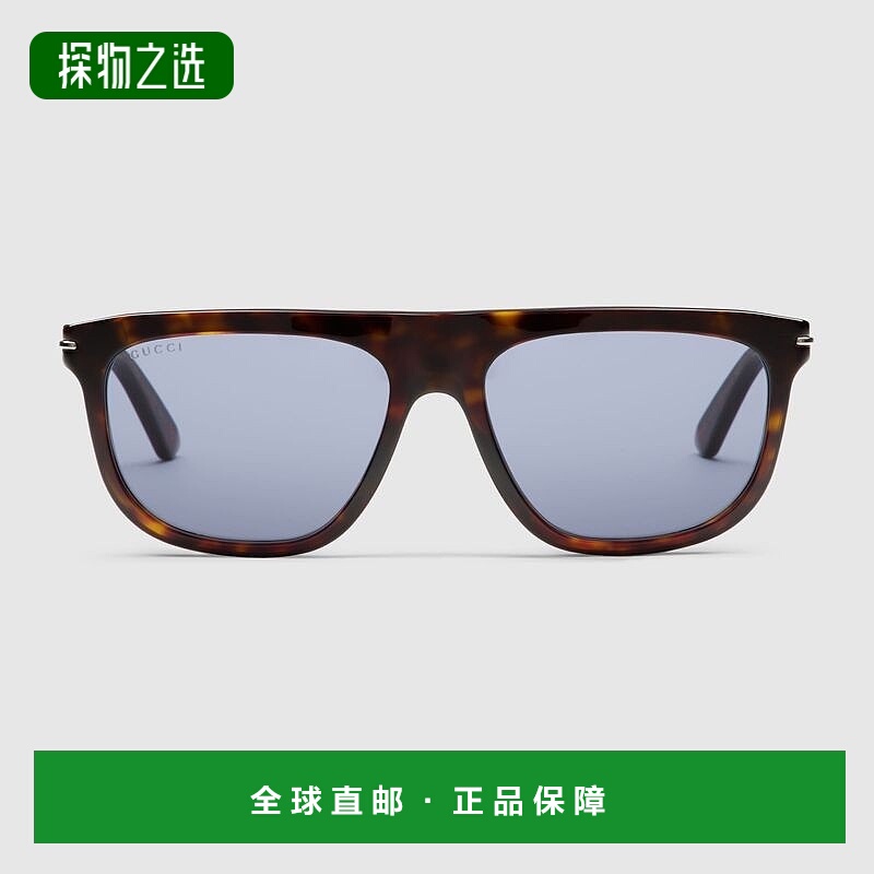 欧洲直邮Gucci古驰男士深色龟甲色椭圆形太阳镜墨镜