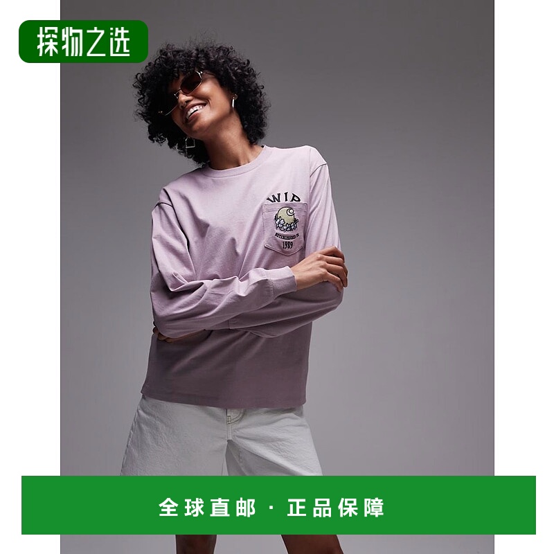 香港直邮CARHARTT WIP 女士 jubilee 口袋长袖图案粉色T恤