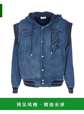 香港直邮off-white 男士 灰白色紐扣抽繩連帽衫 OMEK003F25FLE002