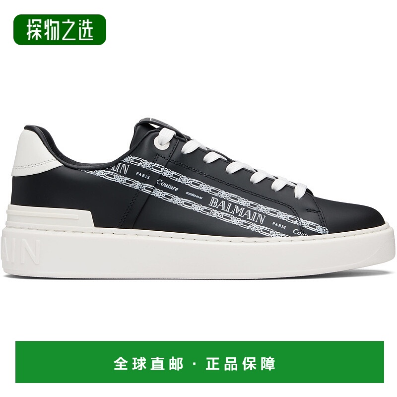 香港直邮Balmain 巴尔曼 男士 黑色 & 白色 B-Court Printed Calf