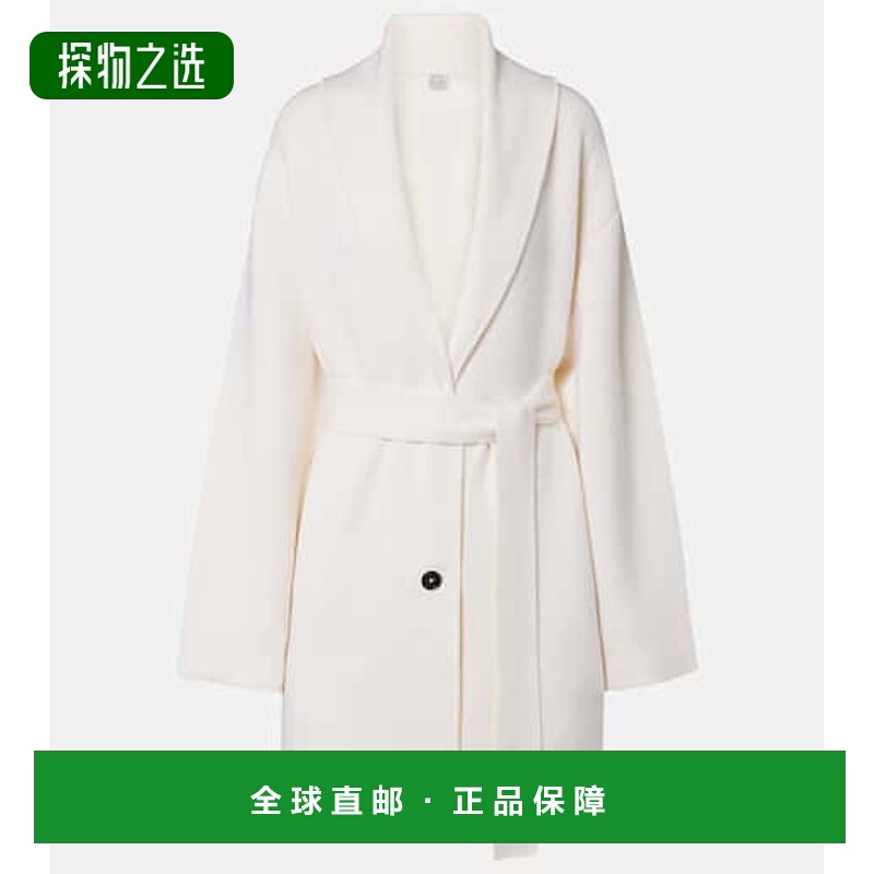 香港直邮toteme 女士 束带羊毛大衣 white白色 舒适时尚
