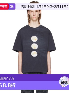 1h可退 香港直邮Feng Chen Wang 男士 黑色植物染色 T 恤 FMS17TS