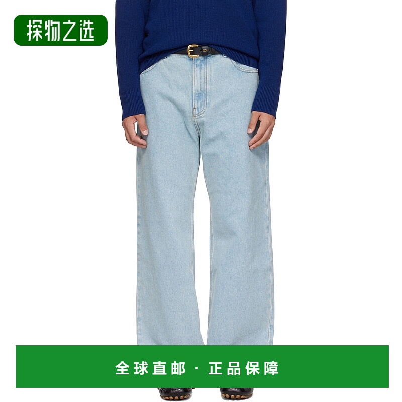 香港直邮valentino 华伦天奴 男士 蓝色 Jacquard Hem 牛仔裤 7V3