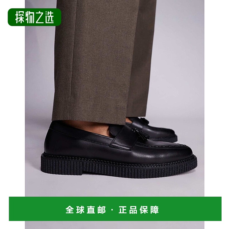香港直邮ASOS 男士 creeper 设计皮质乐福鞋(黑色)