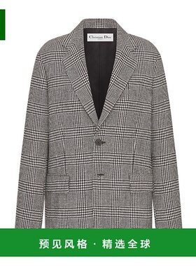 香港直邮Dior 格纹羊毛西装外套 411V14A1376迪奥