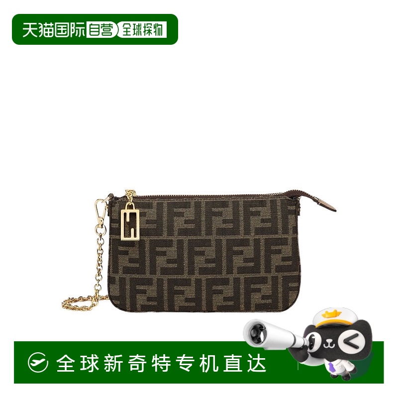 香港直邮Fendi 提花 FF 链条手拿包 8BS073AD23