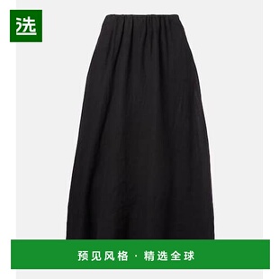 1h可退 香港直邮Velvet 女士 Rachelle 亚麻中长半身裙 black黑色